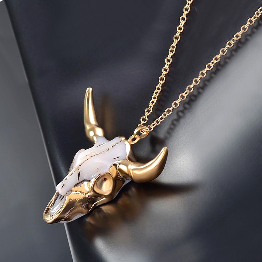 Vintage Bull Head Skull Biker Pendants Necklace Men Women Gothic Punk Retro Aesthetic Streetwear Jewelry Trending Products 1