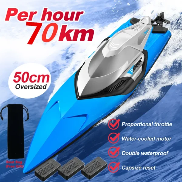 Racing High Speed RC Boat Capsized Reset Dual Waterproof Smart Alarm Remote Control Boat Speedboat 1