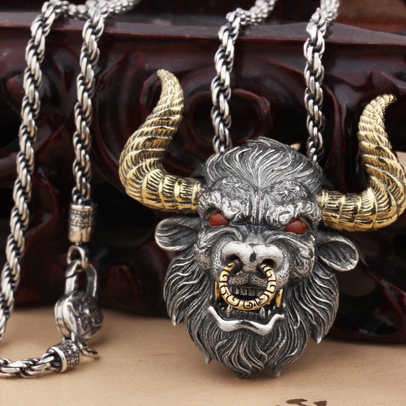 Men Domineering Bull King Pendant Necklace Fashion Punk Rock Motorcycle Jewelry Men Trend Street Accessories 1