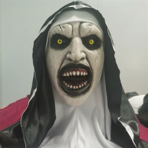 Horror Scary The Nun Latex Mask With Turban Valak Cosplay Halloween Costume Face Masques Prank Prop Headgear